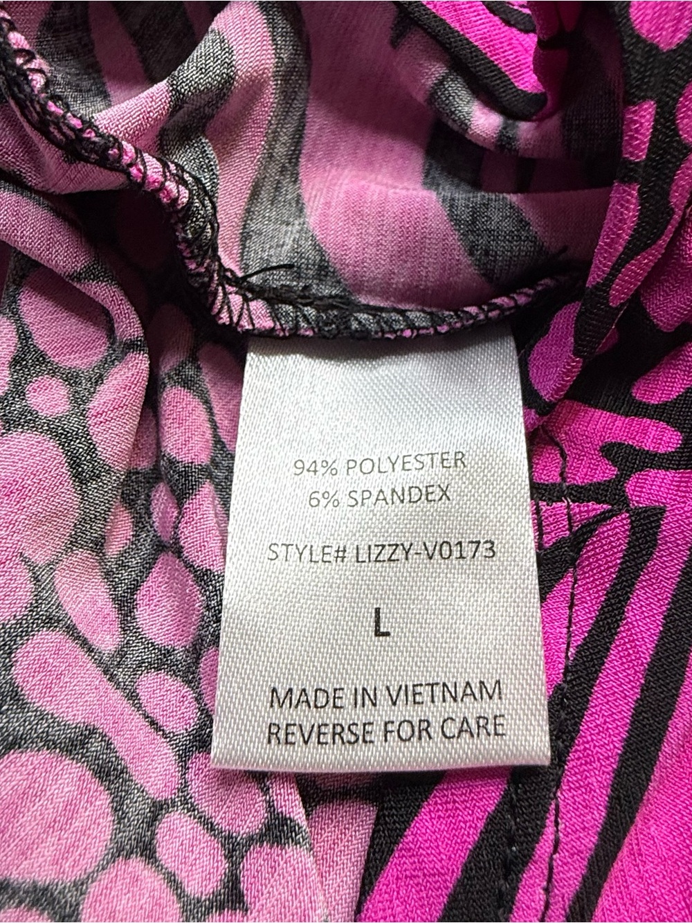 Dear Scarlett Lizzy Top Magenta Black Zebra Animal Print 3/4 Sleeve NWT Sz Large - Picture 11 of 12